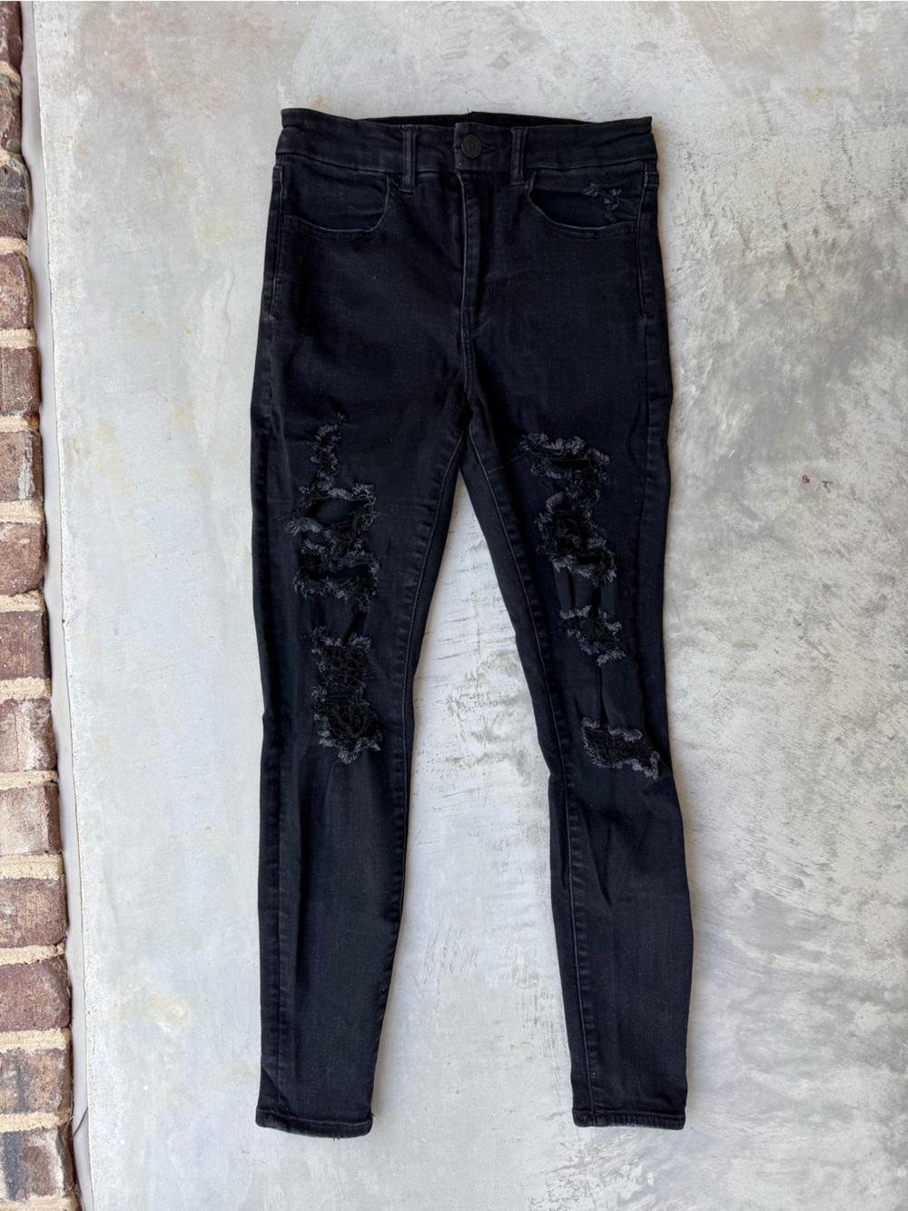American Eagle Outfitters Black Ripped Skinny Jeans